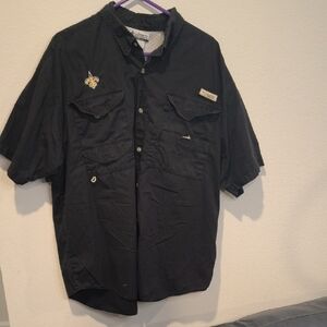 New Orleans Saints Fleur De Lis Columbia Black Short-Sleeve Fishing Shirt XL